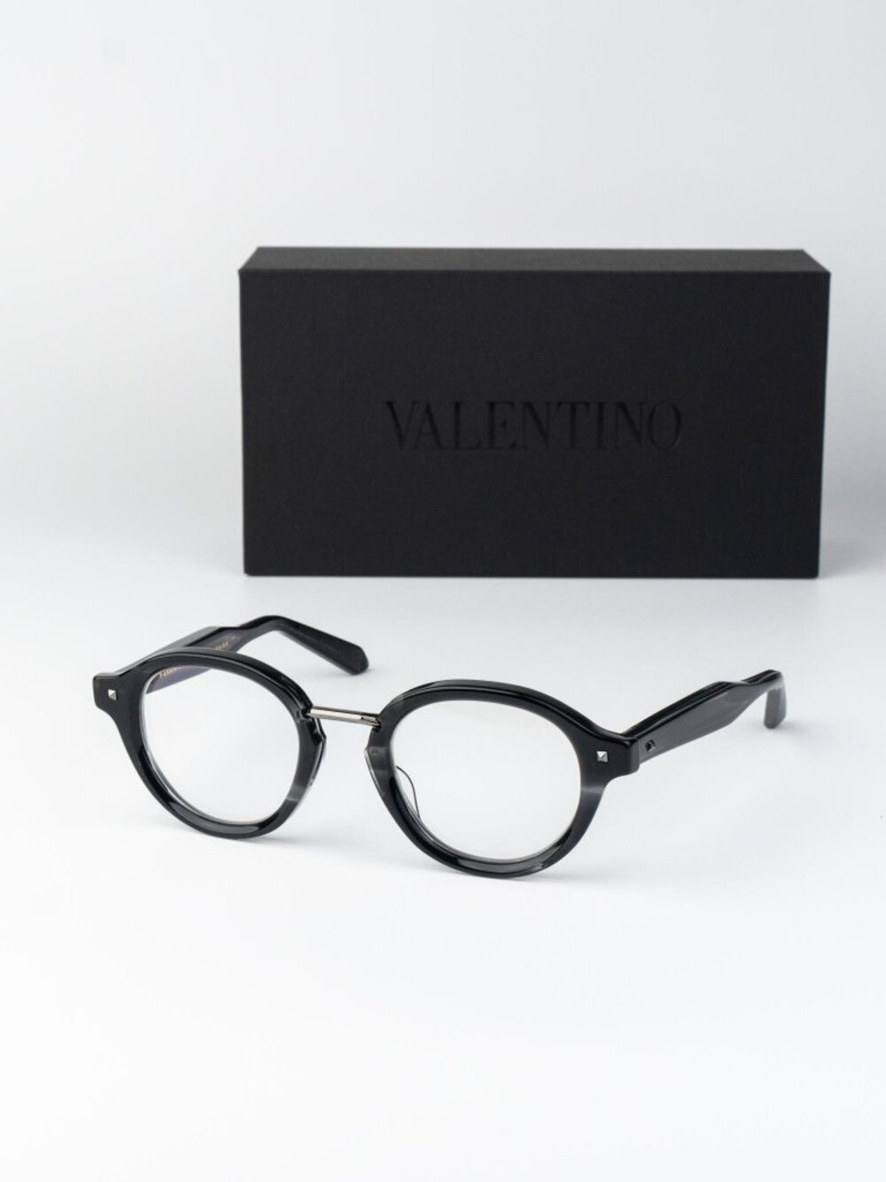 Valentino Women Eyeglasses Black Grey Transparent Round V-ESSENTIAL-IV VLX-132 B